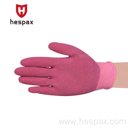 Hespax Children Anti-slip Wrinkle Latex Coated Garden Glove